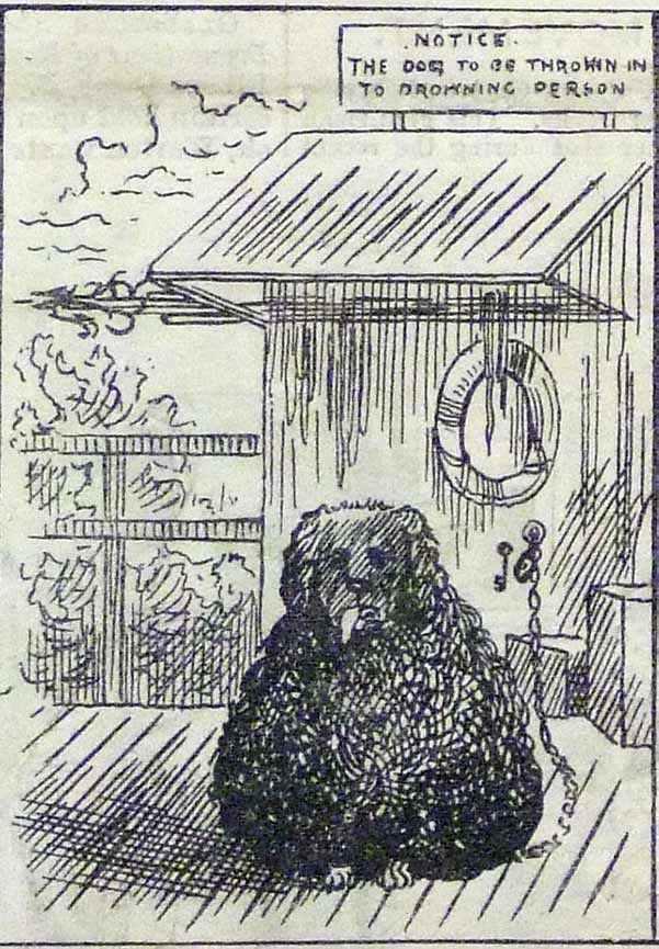 Image for blog: 'The dog to be thrown in to drowning persons.' Funny Folks