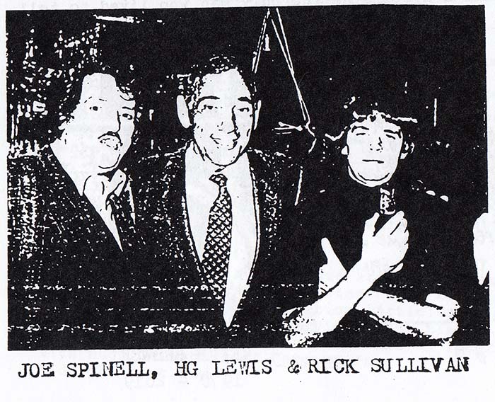 Distressed photo of Joe Spinell, H G Lewis and Rick Sullivan