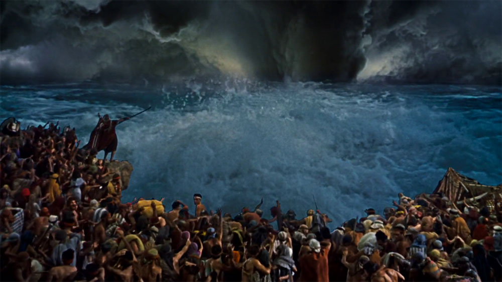 Parting of the Red Sea in The Ten Commandments (1956)