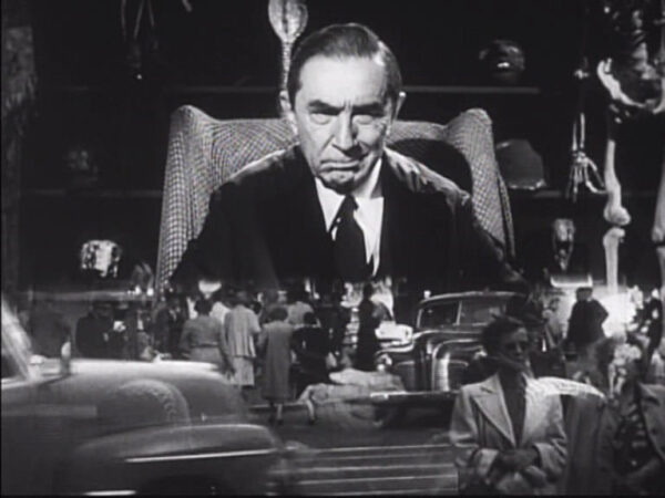 Bela Lugosi observing traffic in the 1953 movie, Glen or Glenda