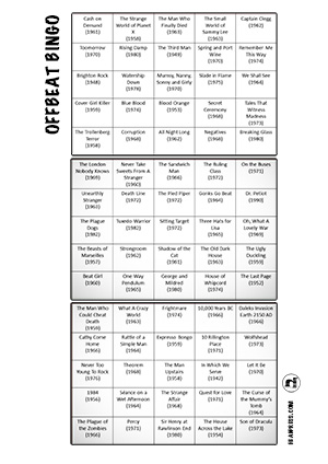 Offbeat Bingo sheet