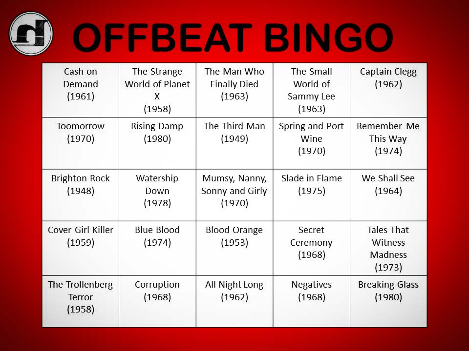 Offbeat Bingo card A