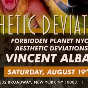 Banner for Aesthetic Deviations signing at Forbidden Planet NYC