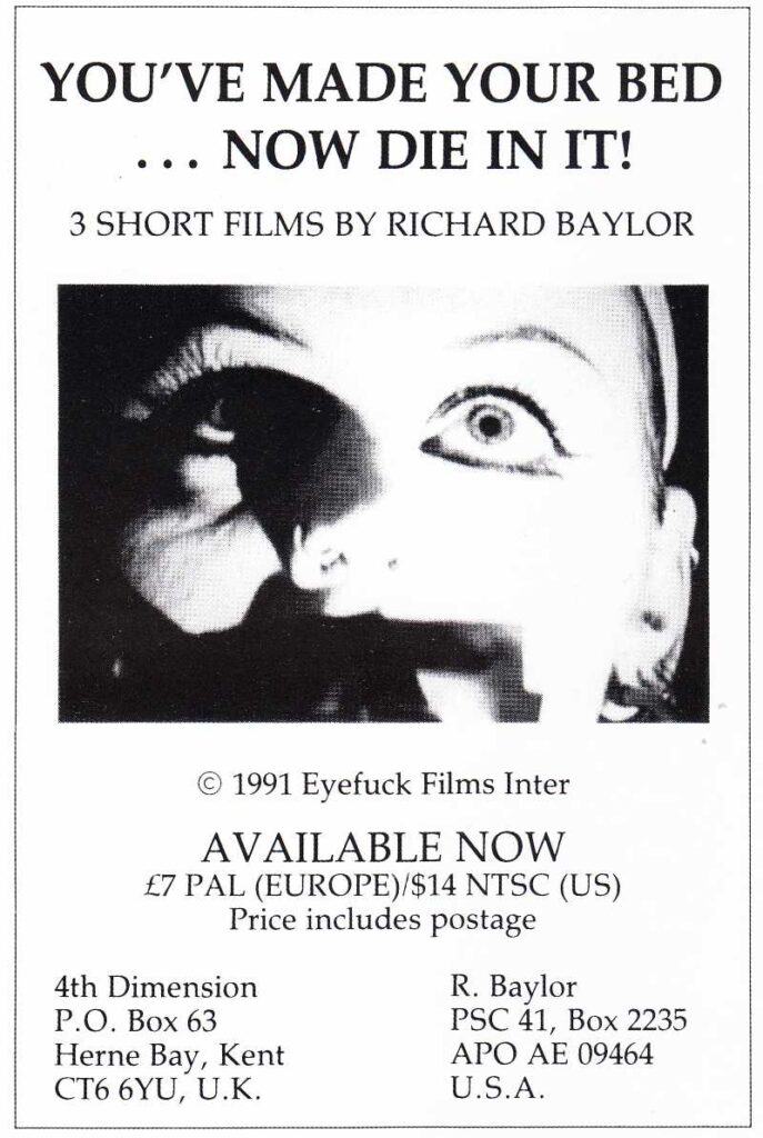 Ad that accompanied the Richard Baylor article in Headpress 4.