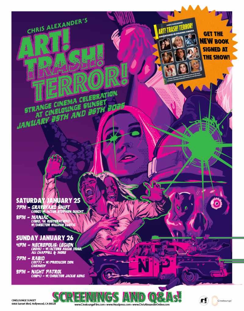 Banner for Art! Trash! Terror! launch events January 2024